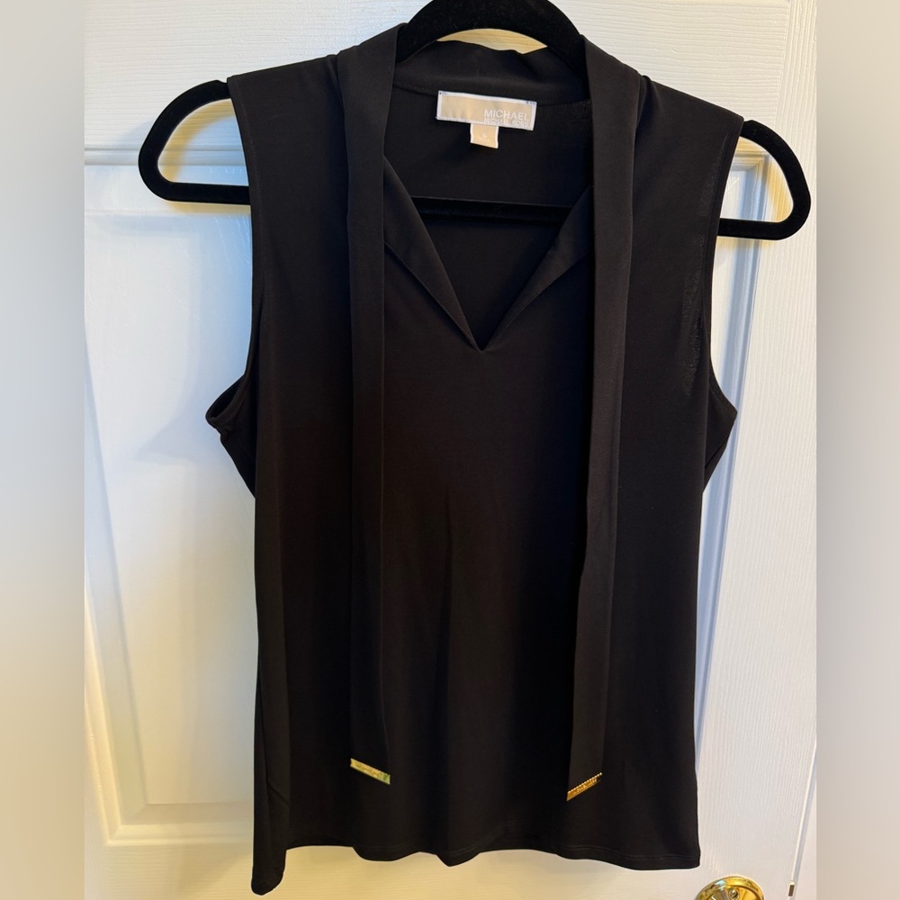 *NWOT* Michael Kors Black Top with Gold Accents, Size Small